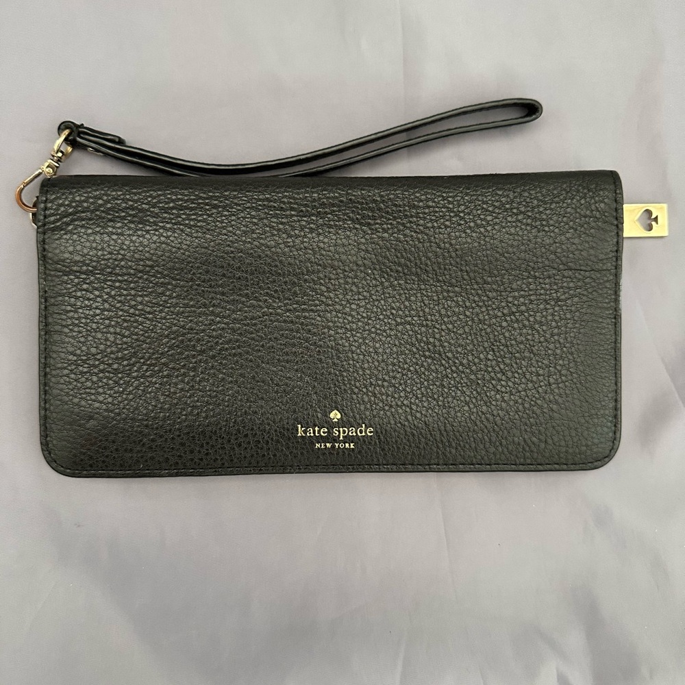 Kate Spade Black Pebbled Leather Wristlet